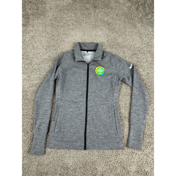Nike Golf Jacket Womens Small Gray Rio 2016 Olympics Patch Lightweight Dri-FIT - Picture 1 of 11